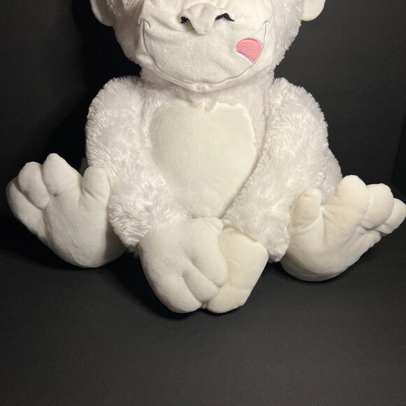 Nanco Hangable Large White Gorilla Plush Stuffed Animal Toy w/ Velcro Hands 17" - Picture 3 of 7